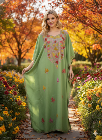Women’s Mint Green Cotton Kaftan – Oversized Loose Maxi Dress for Cruise & Resort Wear L-2X